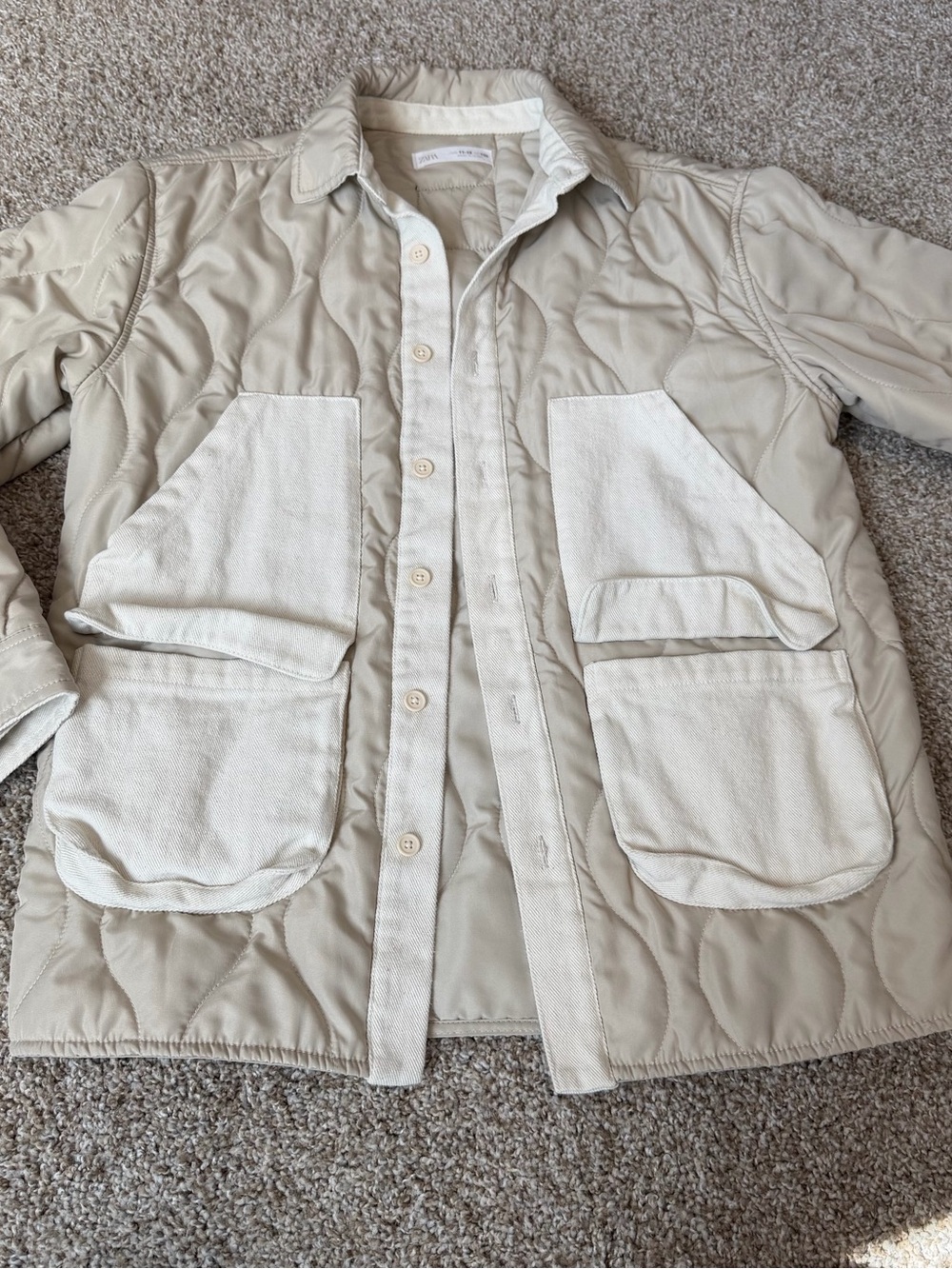 Zara Light Beige Quilted Jacket